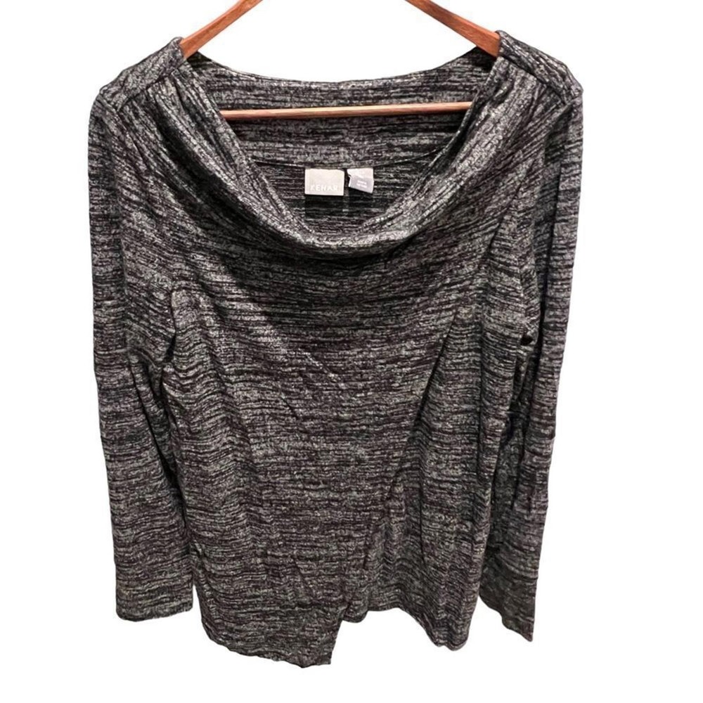 Kenar black &‎ grey heathered  cowl neck long sleeved sweater women's size large